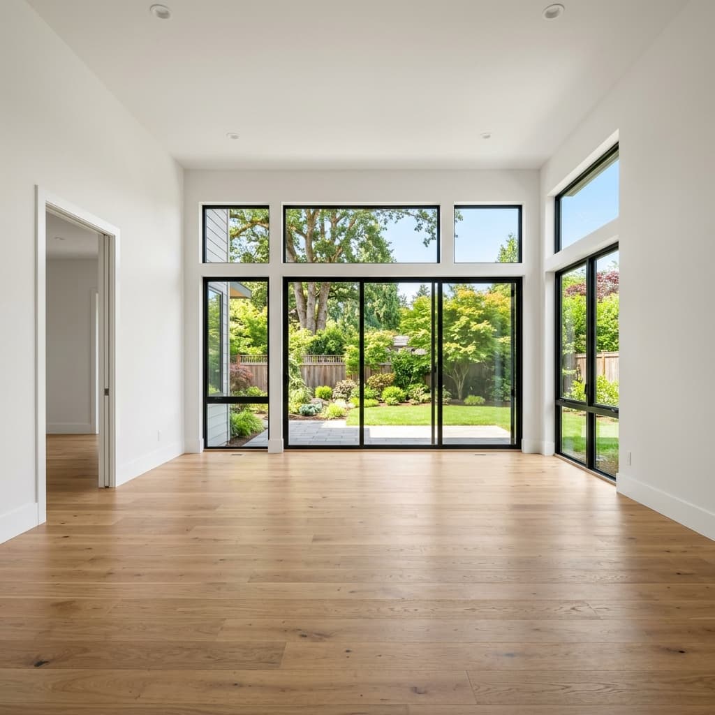 Empty living room before virtual staging